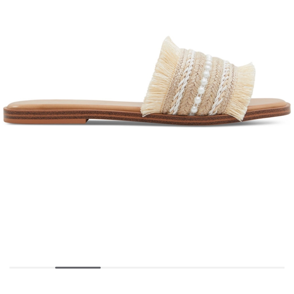 ALDO Women's Tan Fringe Slide Sandals - Picture 6 of 6